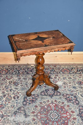 Lot 6700 - A Victorian inlaid oak tripod table, with...