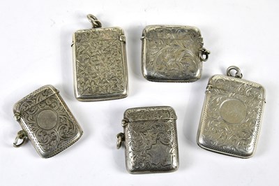 Lot 2238 - Five hallmarked silver vesta cases of rounded...
