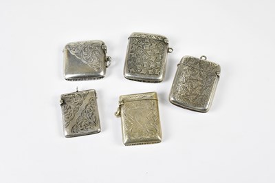 Lot 2239 - Five hallmarked silver vesta cases of rounded...