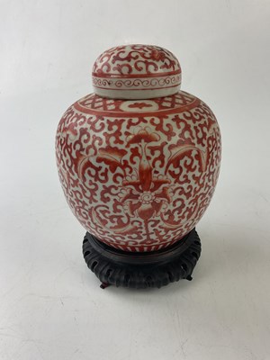 Lot 1346 - A modern Chinese ginger jar and cover, on...