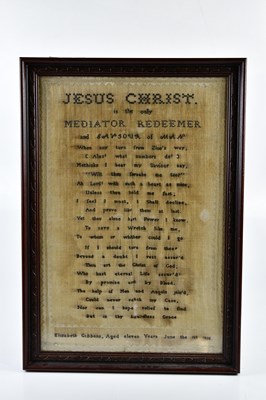Lot 5118 - A 19th century sampler by Elizabeth Gibbons,...