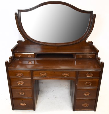 Lot 1679 - A 19th century mahogany knee-hole mirror back...