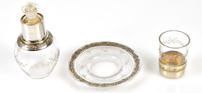 Lot 2489 - A French silver mounted and glass three piece...