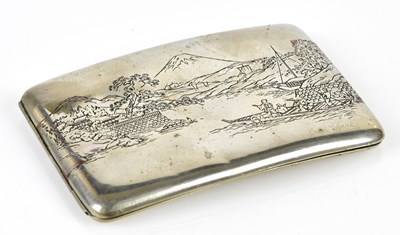 Lot 2244 - A sterling silver cigarette case of curved...