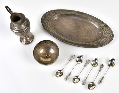 Lot 2808 - A Continental silver plated three piece jug,...