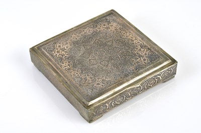 Lot 2226 - An Eastern white metal cigarette box of square...