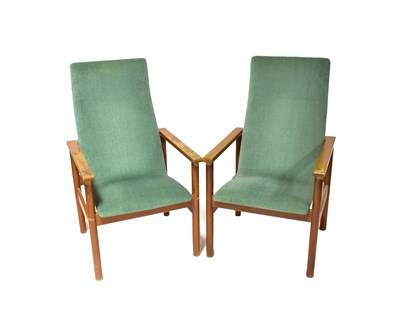 Lot 10 - CROMWELL NORTON; a pair of retro teak-framed...