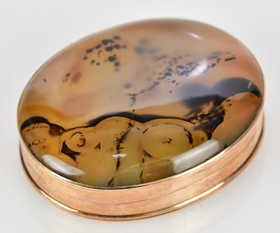 Lot 2042 - A Continental snuff box, yellow metal mounted...