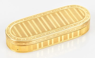 Lot 2034 - A late 18th century gold oval snuff box with...