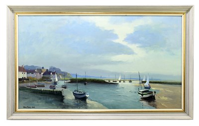 Lot 1265 - JOHN TUCK; oil on board, moored boat in...