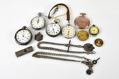 Lot 3004 - Two silver open faced key wind pocket watches,...