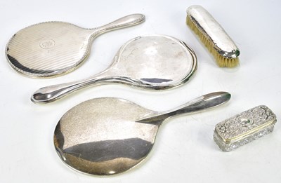 Lot 2507 - Three hallmarked silver mounted dressing table...