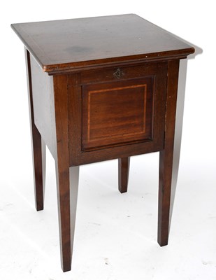 Lot 1545 - An Edwardian inlaid mahogany sewing cabinet...