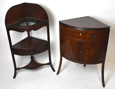 Lot 1595 - A George III mahogany corner washstand with...