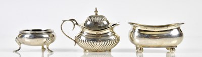 Lot 2476 - A London hallmarked silver oval salt, a...