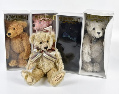 Lot 4501 - MERRYTHOUGHT; a group of five bears, four boxed.