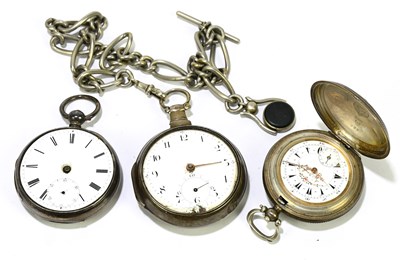Lot 1786 - Three hallmarked silver pocket watches, one...