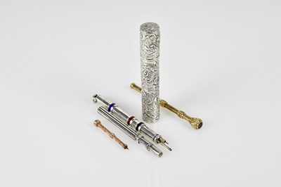 Lot 2509 - A sterling silver cylindrical case with...