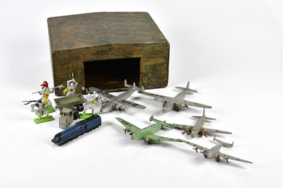 Lot 4577 - A scratch built aircraft hanger, with model...