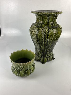 Lot 5452 - A circa 1900 Art Pottery majolica garden seat,...
