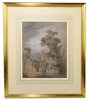 Lot 1044 - ALFRED STANNARD (1806-1889); pastel, figures...