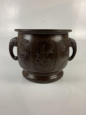 Lot 5320 - A large Japanese Meiji period bronze twin...
