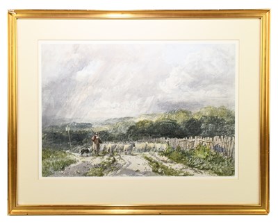 Lot 1047 - JAMES PRICE (1842-1876); watercolour, shepherd...