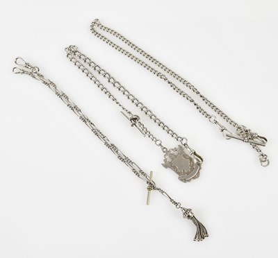 Lot 3028 - Two hallmarked silver Albert chains, one...