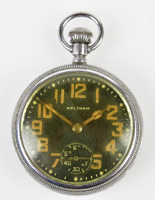 Lot 3008 - WALTHAM; a crown wind base metal military type...
