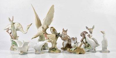 Lot 5392 - LLADRO; a collection of ten models of animals,...