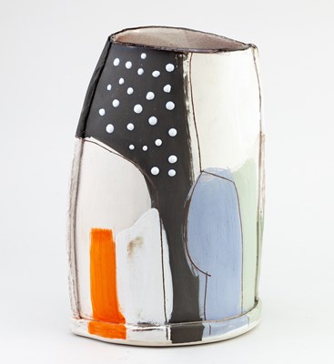 Lot 67 - CAMILLA WARD; an oval earthenware vessel...