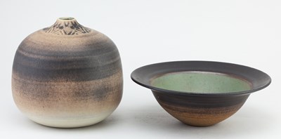 Lot 316 - PETER LANE (born 1932); a bulbous porcelain...
