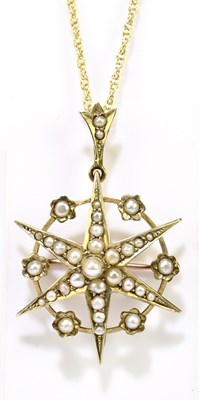Lot 1370 - An Edwardian 9ct yellow gold seed pearl set...