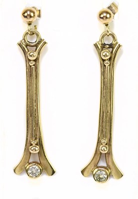 Lot 1488 - A pair of 9ct yellow gold and tiny diamond...