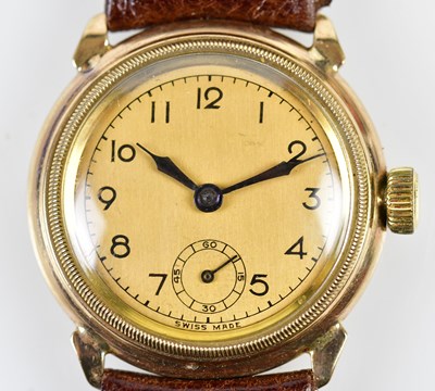 Lot 2948 - A 9ct gold cased wristwatch, the gold coloured...