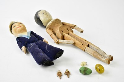 Lot 4569 - An unusual early 20th century painted peg doll,...
