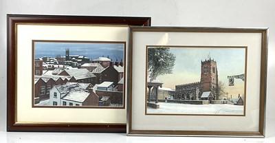 Lot 6290 - IAN PRICE; two gouaches, 'St Mary's Church,...
