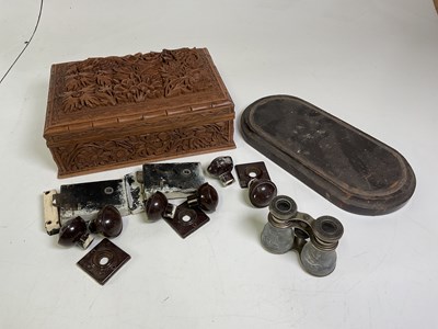 Lot 38 - An Indian sandalwood carved work box, width...