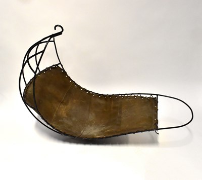 Lot 6 - A metal framed swing lounger chair, with brown...