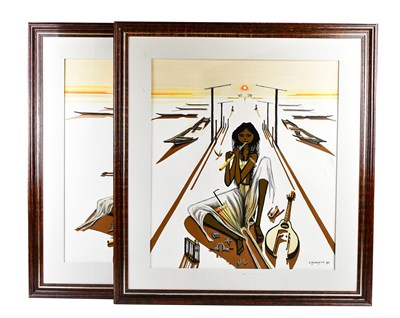 Lot 1573 - EDUARDO KENJI TAKEBAYASHI; two oils on canvas,...