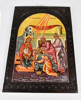 Lot 1509 - YANNIS TOGAS; a painted religious icon of...