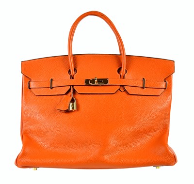 Lot 865 - HERMES; a rare Birkin 40, Clemence orange,...