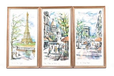 Lot 1533 - Three contemporary Parisian prints, 35 x 17cm,...