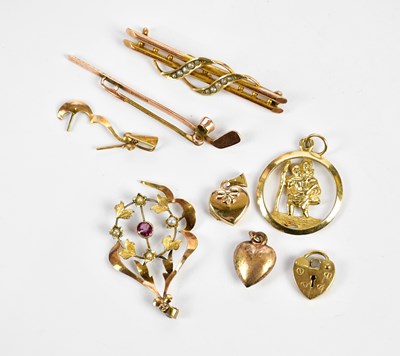 Lot 445 - A group of 9ct gold and yellow metal...