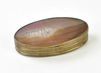 Lot 5010 - A 19th century brass bound agate snuff box...