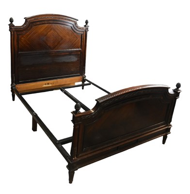 Lot 1128 - SCHMIT; a rosewood king size bed, width 150cm,...