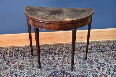 Lot 6686 - An Edwardian mahogany demi-lune card table,...