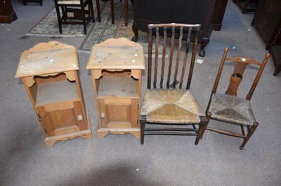 Lot 6539 - A pair of modern pine bedside cabinets, a rush...
