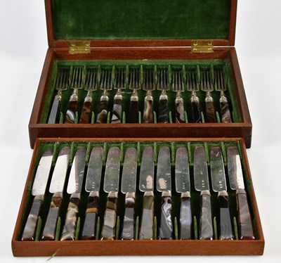 Lot 2472A - A mahogany cased canteen of twelve agate...