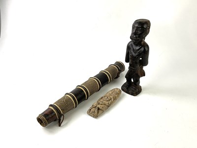 Lot 5321 - An African carved hardwood figure, height 30cm,...